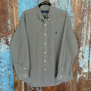 Ralph Lauren Men's Black & White Gingham Check Classic Fit Shirt Long Sleeve XL